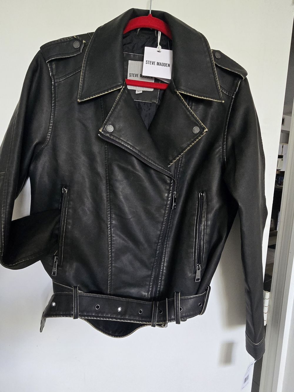 Steve Madden Women's Black Biker Leather Jacket